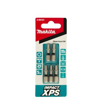 Makita XPS Hex4 x 25mm Insert Bit 5 Pack