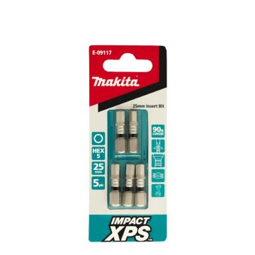 Makita XPS Hex5 x 25mm Insert Bit 5 Pack